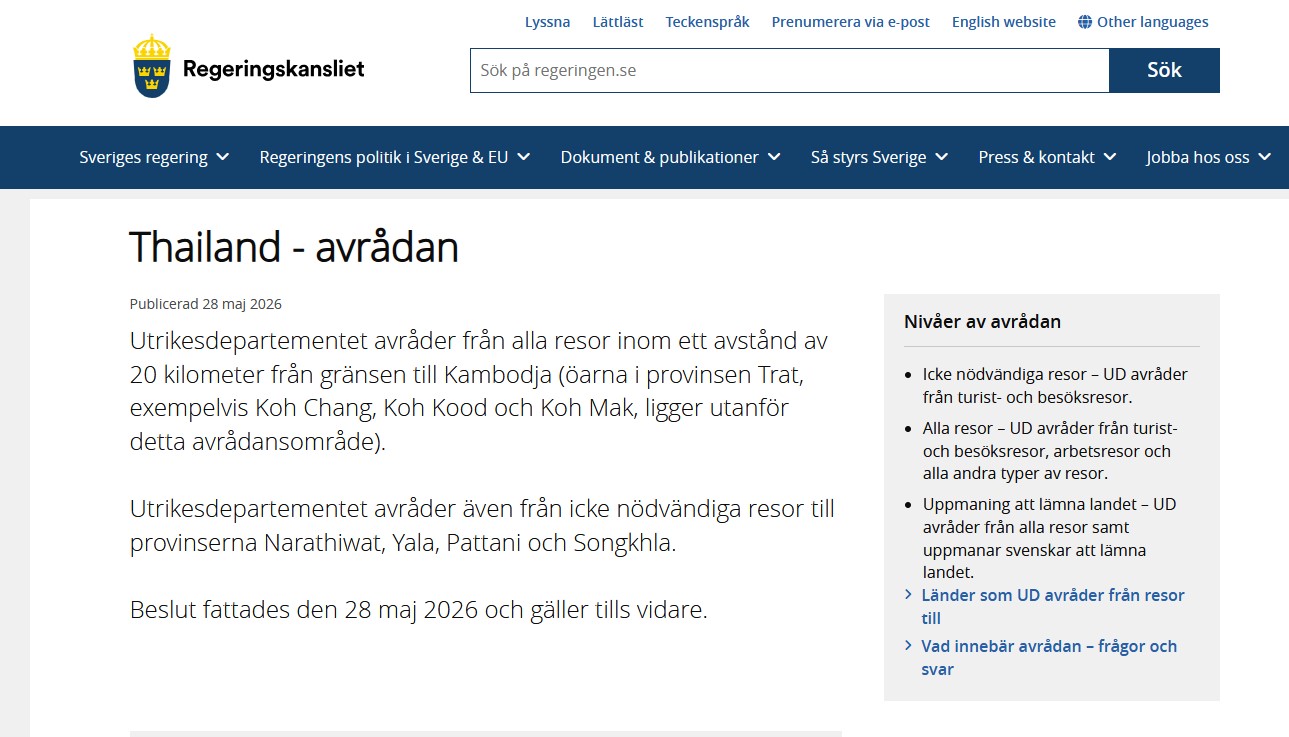 UD avrådan thailand travelreport